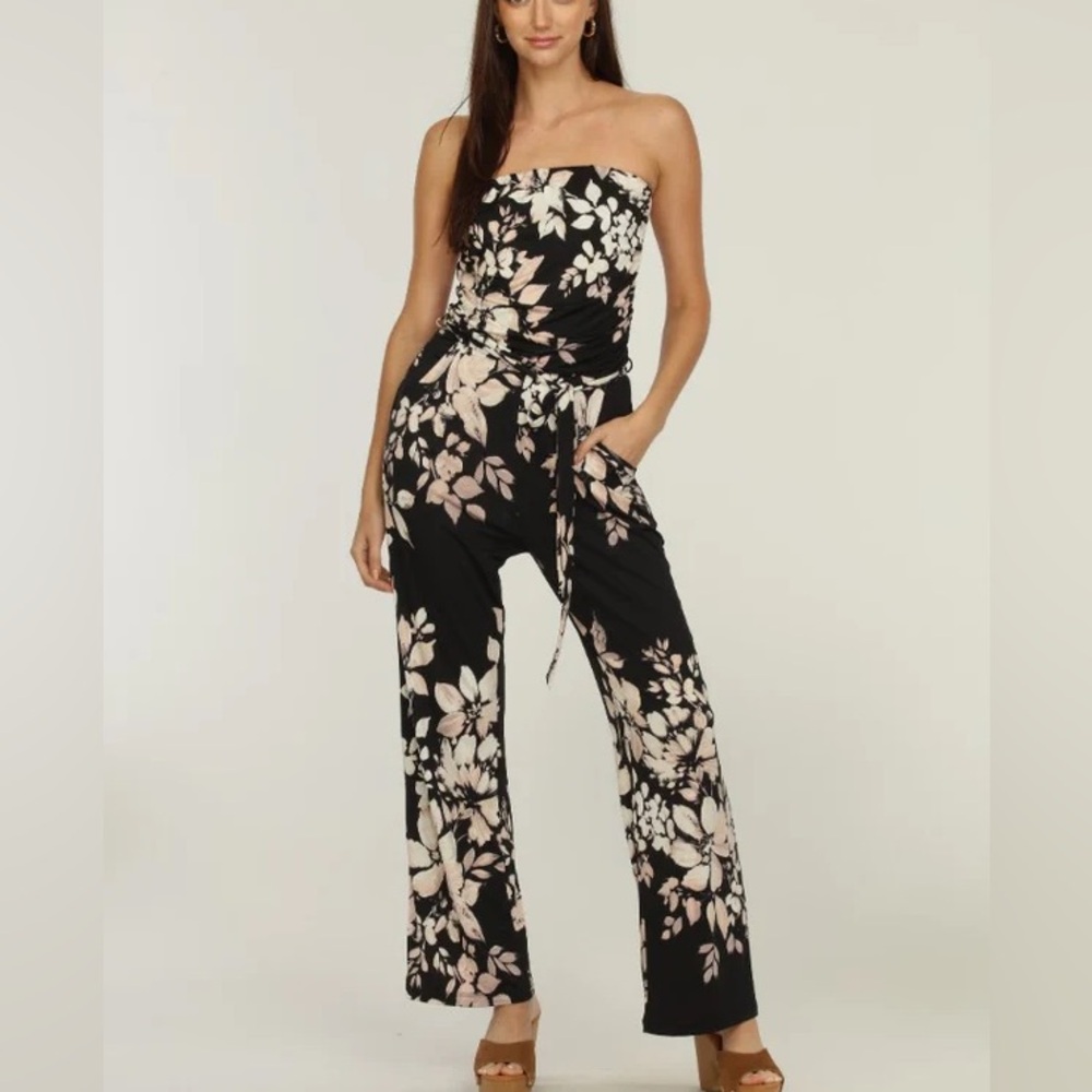 NWT Veronica M strapless floral jumpsuit size S